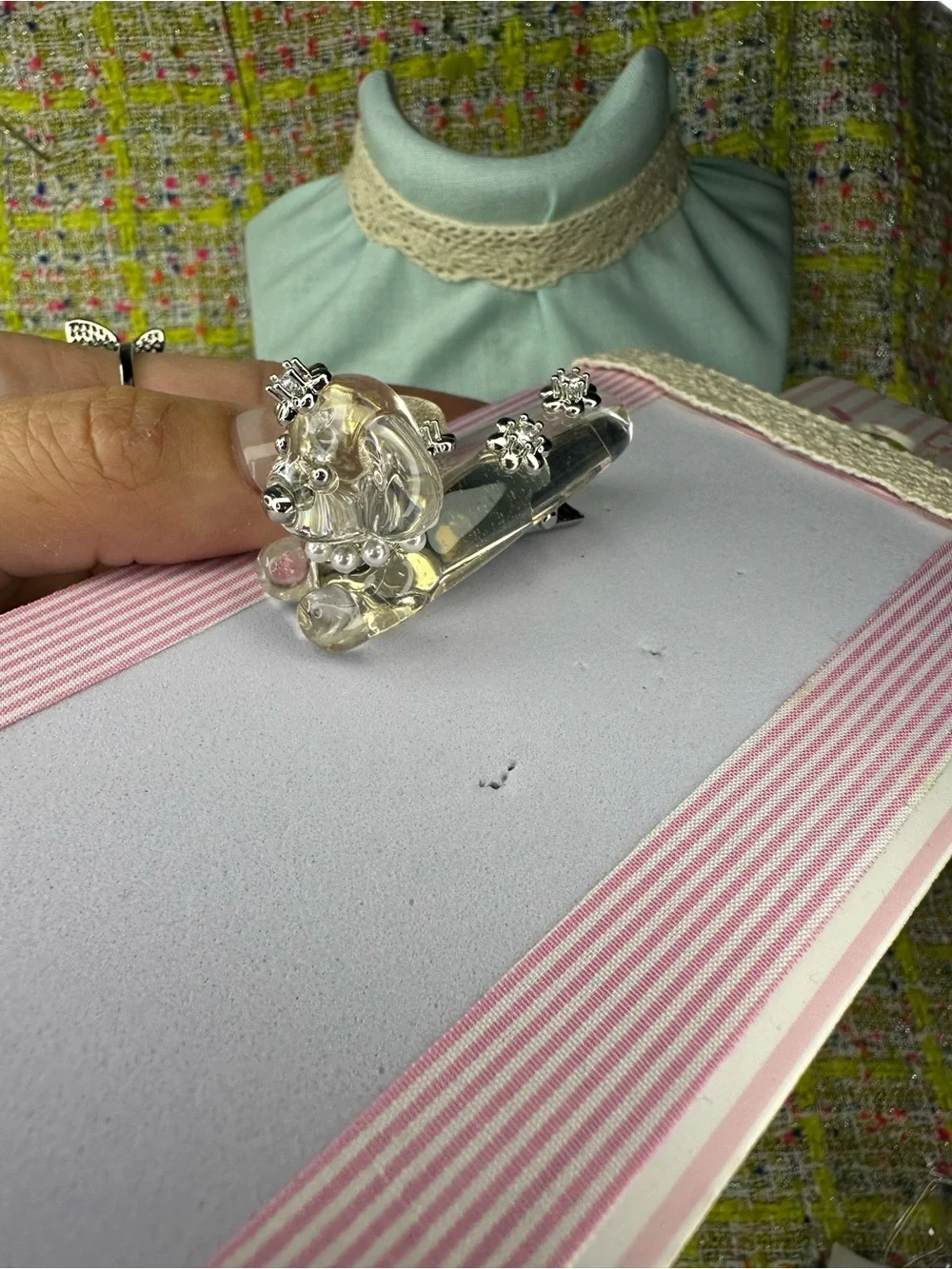 A great Clear Crystal Poodle Hair Clip with Silver Accents